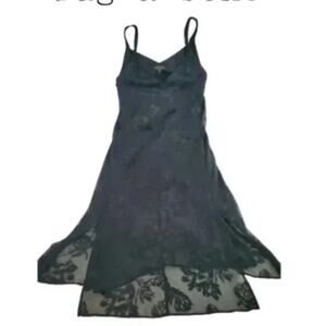 rag and bone Colette Slip Midi Velvet Floral V neck Dress Black L